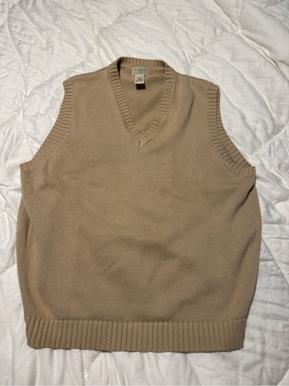 L.L. Bean Men's V-Neck Sweater Vest - Beige